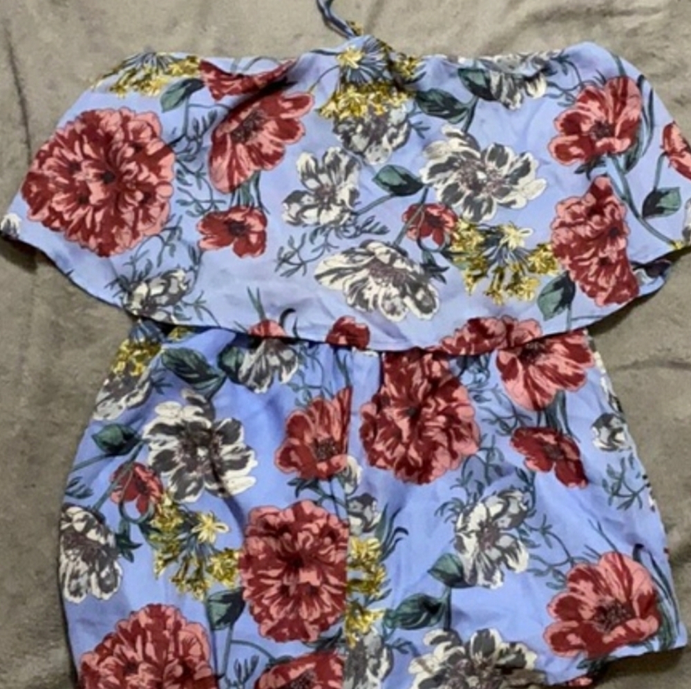 BRAND NEW Blue Floral Halterneck Romper